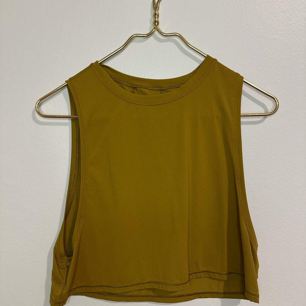 Lululemon Athletica Gold Cut-Out Crop Tank Top